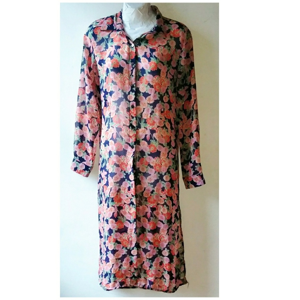 Forever 21 Floral Print Semi Sheer Dress nwt